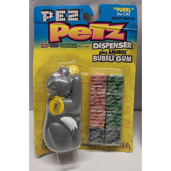 Vintage Pez Petz Dispenser Plus Bubble Gum, Purrl The Cat & Blubbers The Whale - Picture 3 of 8